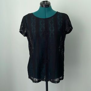 Black lace Ann Taylor Loft top